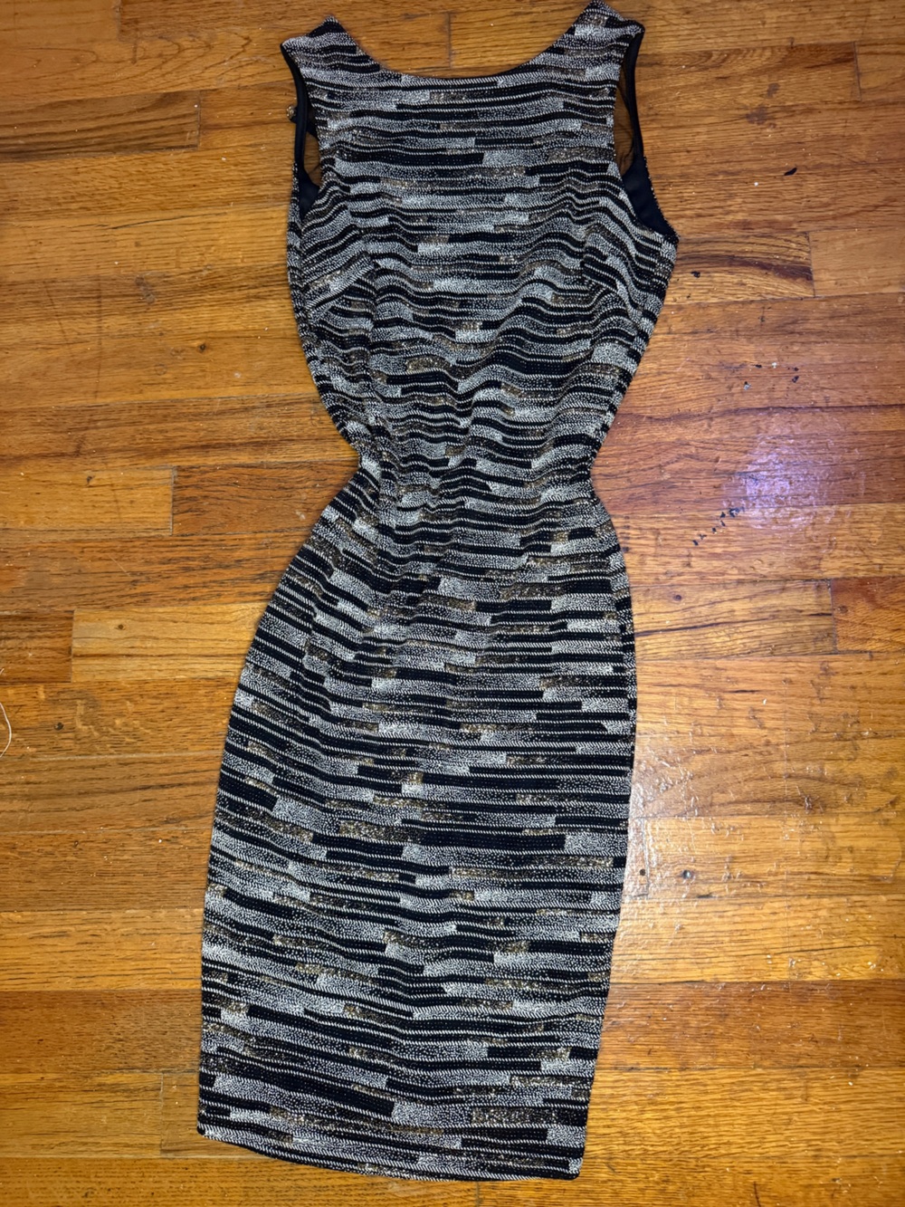 Black & Gold Metallic Strapless Bandeau Top